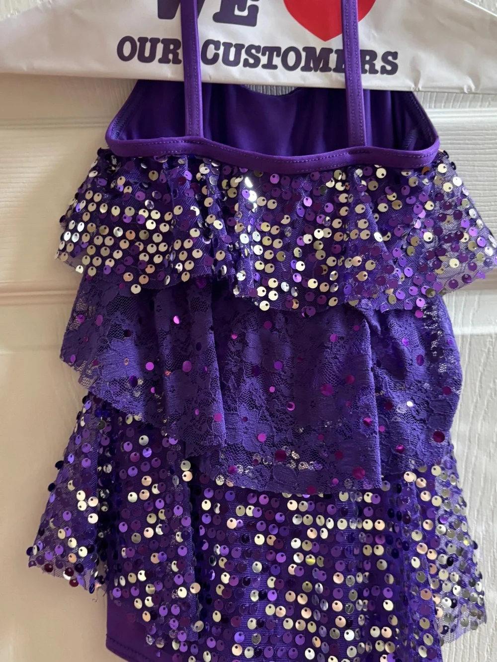 Weissman Purple Sequin Layered Dance Costume